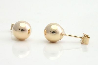 NEW 9ct GOLD 6mm Round Ball Studs Sleeper Earrings