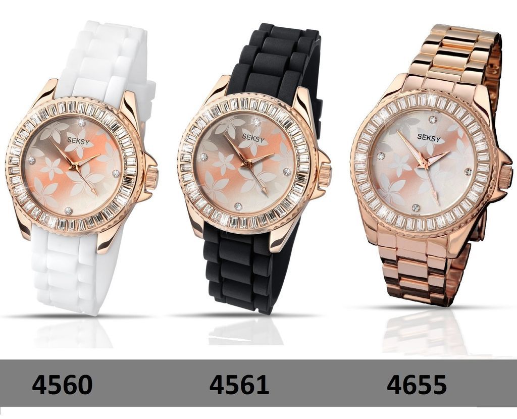 Seksy Sekonda Party Time Rose Gold Crystal Stones Ladies Watch