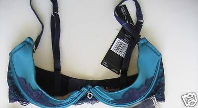 Elle Macpherson Teal/Midnight SILK BOUDOIR 014 14B 36B QUARTER Bra Rrp