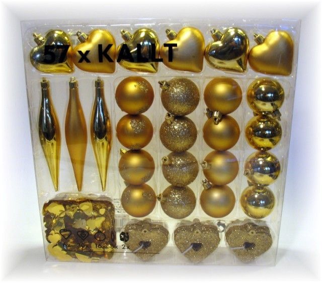 IKEA 57X KALLT GOLD CHRISTMAS ORNAMENTS NEW