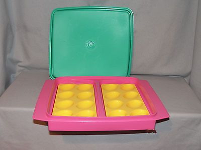 Vintage Tupperware RARE 3 color Deviled Egg Carrier EUC