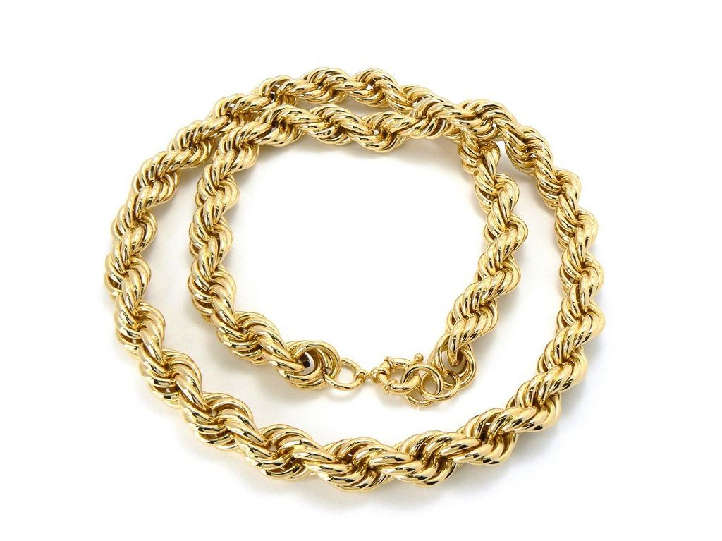 DMC Inspired Hip Hop Heavy Gold Plated Hollow Fat Rope Chain 30 16mm