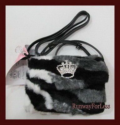 New MFIL MY FLAT IN LONDON Crown Rhinestone Faux Zebra Fur Small