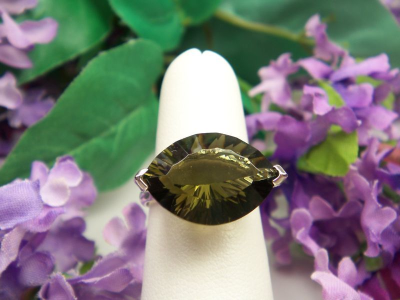 SMOKY QUARTZ MARQUISE GEMSTONE EAST/WEST SILVER RING