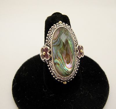 Barbara Bixby Abalone Doublet & Brazalian Garnet Ring 18k & 925 NEW