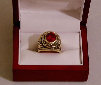 NEW US ARMY MILITARY RING SIZES 8 THRU 13 RED CZ & FREE GIFT BAG VETS