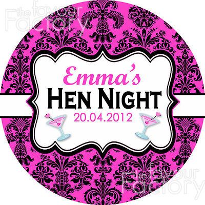 1x A4 Sheet Personalised HEN NIGHT PARTY bags favours stickers labels