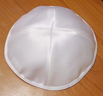 WHITE Satin Kippah Jewish Kippa Kipa Yarmulke Israel Hat Skull Cap