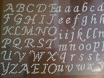 67 x Stick On Self Adhesive Gem PEARL LETTERS Alphabet ABC Wedding