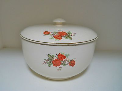 The Universal Cambridge Potteries 8 Lidded Bowl Rose Pattern