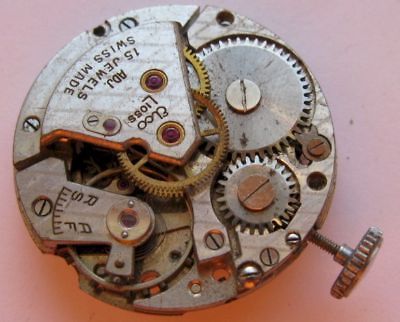used AS 1158 Elco watch movement 15 jewels for part