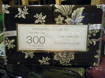 AUTUMN FLORAL TOILE DUVET SET & SHEET SET 7 PC CHOC BROWN IVORY QUEEN