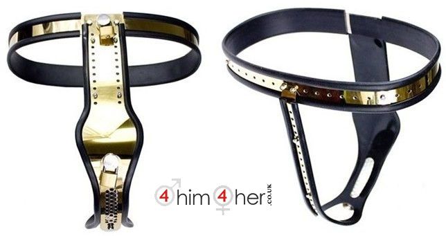 Luxury Female Gold Plated Adjustable Chastity Belt bdsm cb unit