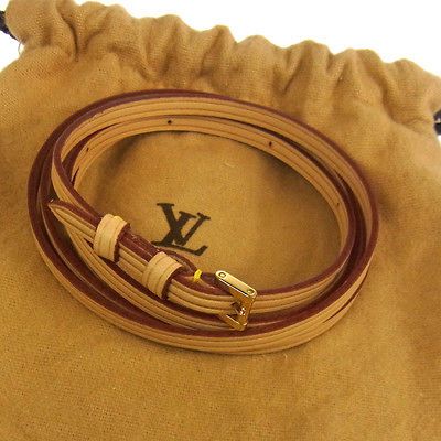 Authentic LOUIS VUITTON Pochette Shoulder Strap Brown Leather Good