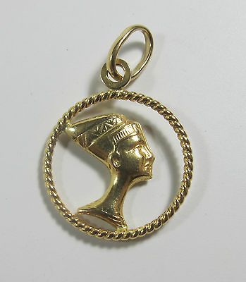 18KT Yellow Gold Ethiopian Head Dress Pendant Charm 1.3 grams