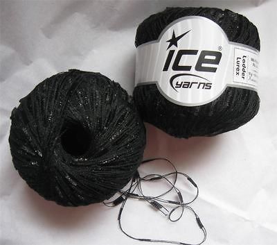 JetBlack Ladder Lurex Ice Sparkly Black Trellis Ribbon Yarn 18325