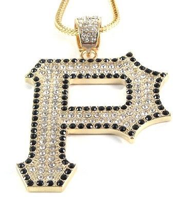 ICED OUT LETTER P PENDANT w/ 30 & 36 CHAIN NECKLACE WIZ KHALIFA HIP