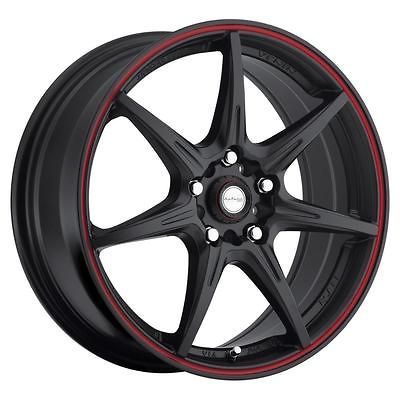 NJ11 black red stripe wheel rims 5x4.5 mazda 5 6 626 929 mx5 miata