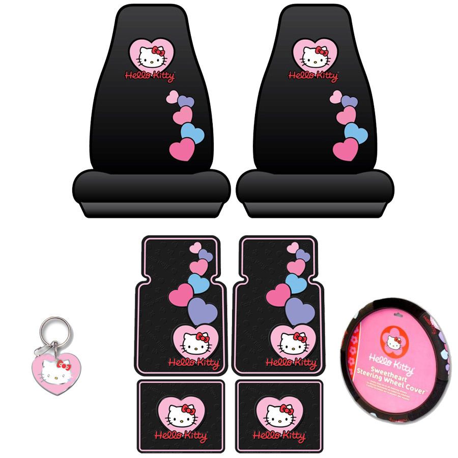 Car Truck 8 pcs Set ; Seat Covers /4 Floor Mat / Key / Wheel   HEART