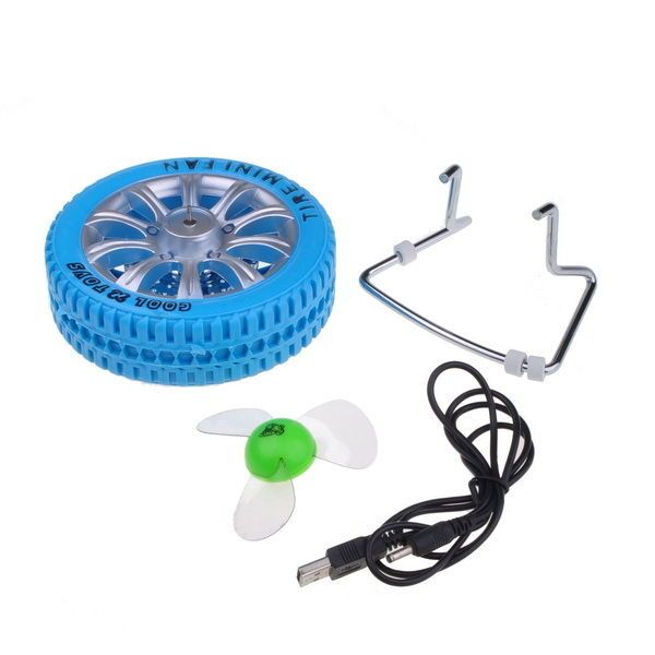 Electric USB Rechargeable Wheel Tire Desktop Table Standing Mini Fan