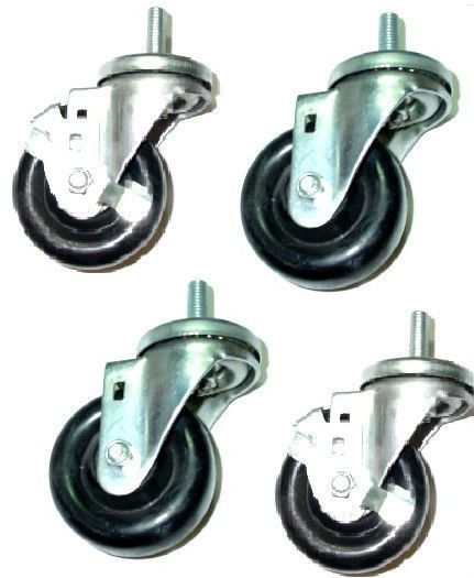 New Swivel Casters with 1/2  13 Threaded Stem 3 1/2 Polyolefin Wheel