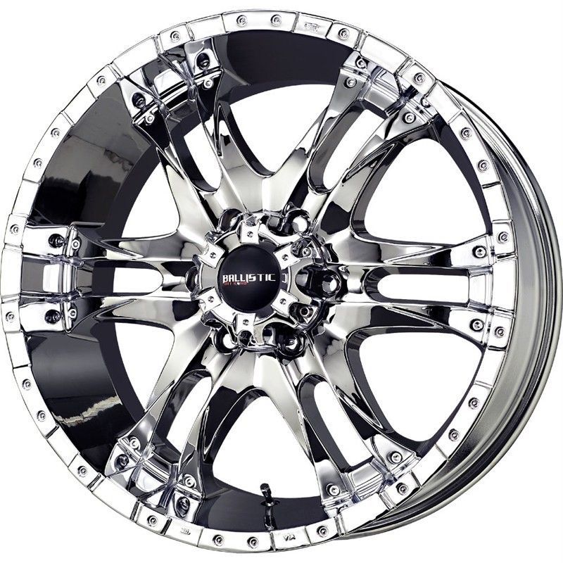 17 inch 17x9 Ballistic Wizard chrome wheels rims 6x135