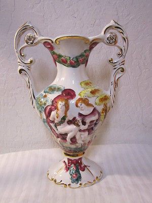 ANTIQUE KERAMOS R CAPODIMONTE VASE