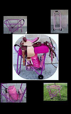 Rolling English Or Western Pony Horse Saddle Stand Rack Stack