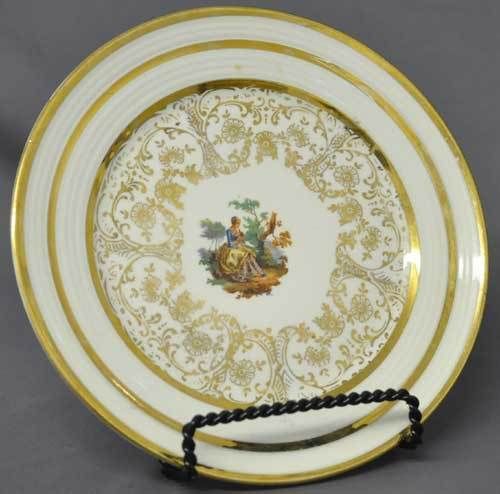 Royal China Pastoral Scene 22 KT Gold Bread Plate Lady