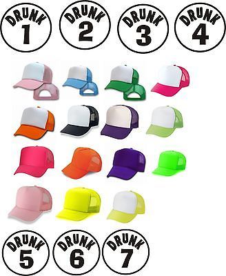 DRUNK 1 2 3 4 5 6 Neon Hat Meash Snapback Baseball Drinking St Patty