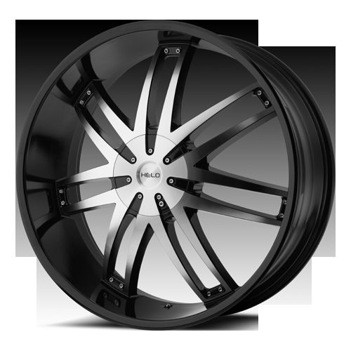 22 Wheels Rims HE868 Black with Machined Face Caliber Edge Explorer