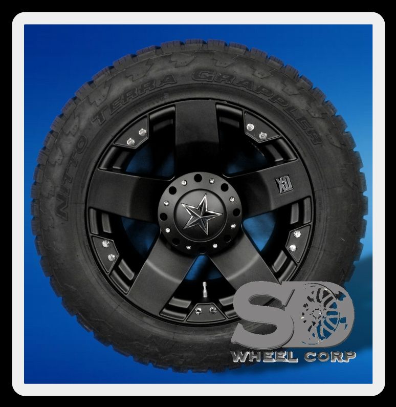 XD ROCKSTAR BLACK 5X135 W/ 305/55/20 NITTO TERRA GRAPPLER WHEELS RIMS