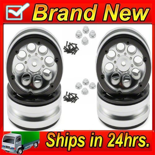 Axial AX8088 8 Hole 1 9 Beadlock Wheels Satin Chrome 4 SCX10 Scorpion