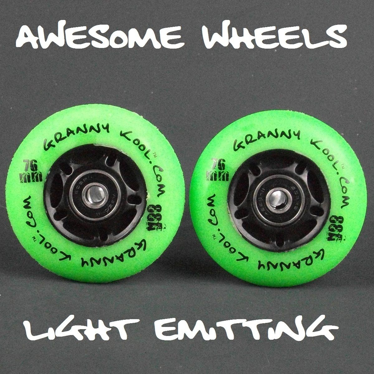 Ripstick Wheels X2 76mm LED Light Emitting PU ABEC 11