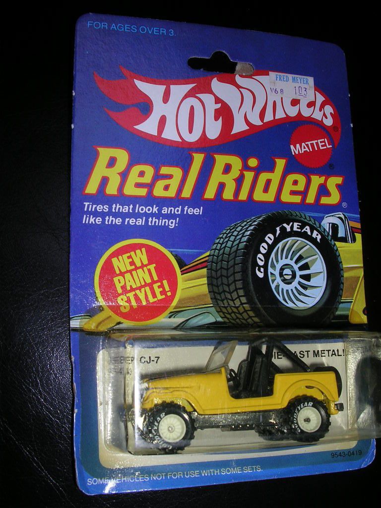 Wheels REAL RIDERS JEEP CJ 7  Yellow  MOC 1982 Malaysia White Wheels