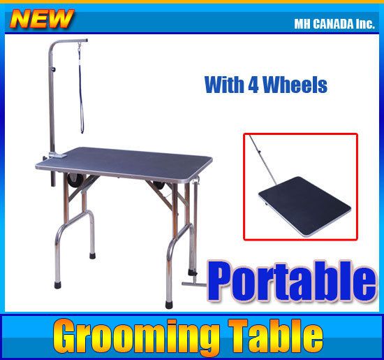 Portable Folding Pet Dog Cat Grooming Table w Wheels