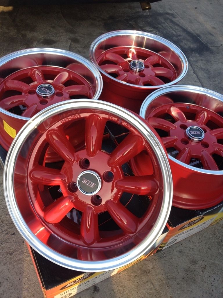  Red 4 Lug Wheels Yaris MR2 Civic Xb Cabrio Cooper Integra Miata Rims