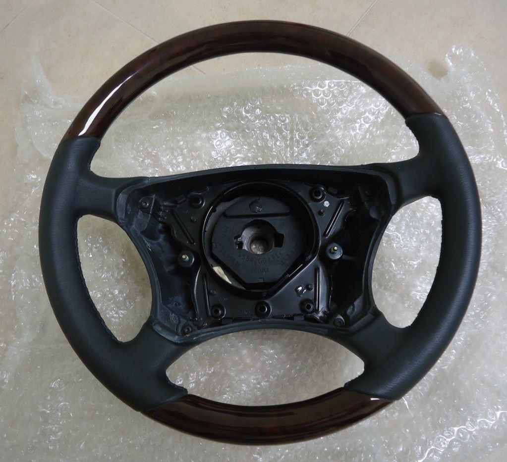 1999 2006 Mercedes W220 S500 Wood Leather Steering Wheel Burl Black