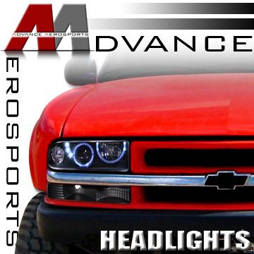 JDM Blk 2x Halo 3x LED Projector Head Lights Lamps 98 04 S10 Pickup 98