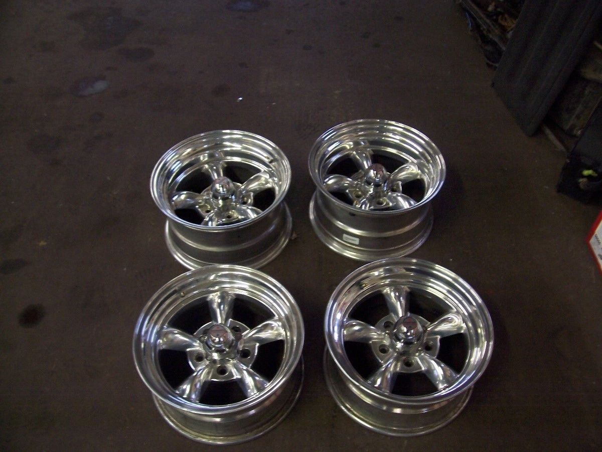  Racing Torq Thrust II Staggered 15x7 15x8 Polished Rim Set 5x4 75