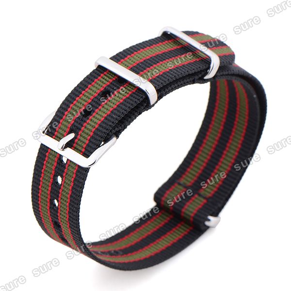 Nylon 18mm/20mm/22mm Uhrenarmband Uhrband Armband Wasserfest Schwarz